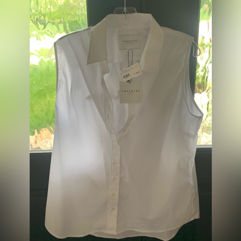 Sleeveless White The Shirt by Rochelle Behrens. New with tags and never worn.